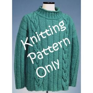 New Sue McCain Vermont Fiber Design 121 Cable Wide Rib Rollneck Pullover Pattern